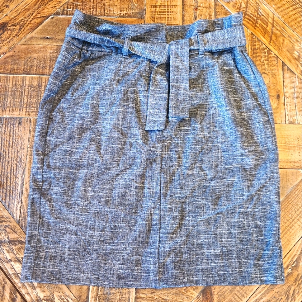 LOFT Outlet Grey Pencil Midi Skirt With Tie Bow Size 2 Pockets Unlined - Picture 1 of 10